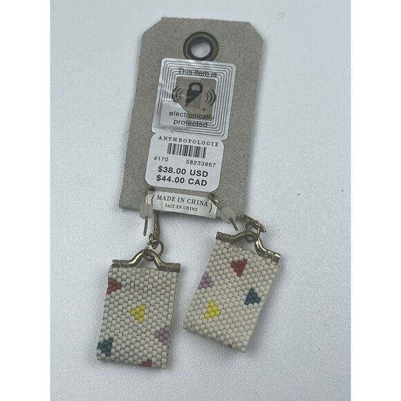 Anthropologies Earrings NWT Beaded Triangle Hook Pierced Earrings $38 - Picture 6 of 8